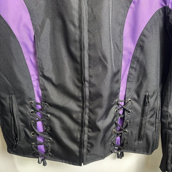 NexGen Motorcycle Jacket Black Purple Waterproof Nylon Zip Out Liner Large - Picture 2 of 16